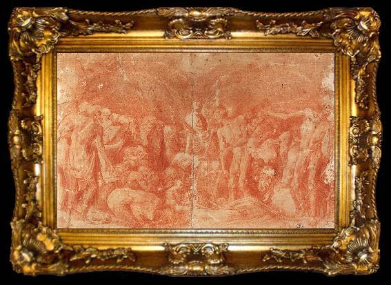 framed  Rosso Fiorentino Deposition from the Cross, ta009-2